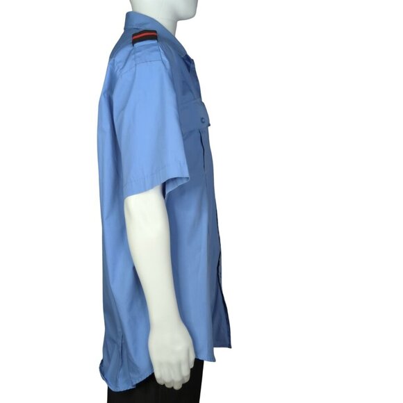 DutyPro Mens Blue Short Sleeve Uniform Shirt With Patches 65% Polyester 35% Cott - Picture 2 of 9